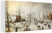 Canvas Schilderij Ice scene - schilderij van Hendrick Avercamp - 80x40 cm - Wanddecoratie