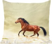 Sierkussen - Paard Stof Zand - Bruin - 50 Cm X 50 Cm