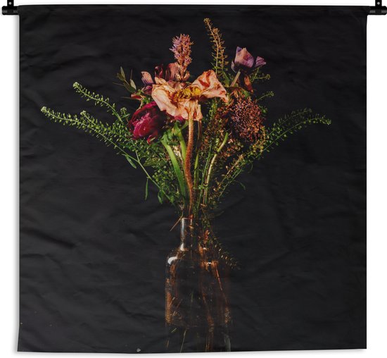 Wandkleed - Wanddoek - Stilleven - Bloemen - Vaas - 180x180 cm - Wandtapijt