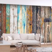 Zelfklevend fotobehang - Houten Regenboog, Planken, Premium Print