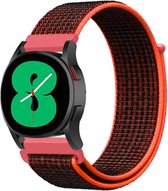 Strap-it Watch 4 & Watch 5 bandje - Samsung Galaxy Watch 4 - 40mm nylon band - zwart/oranje - Geschikt voor Samsung Galaxy Watch 5 Pro – 44mm – 40mm & Galaxy Watch 4 40mm, 44mm & G