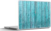 Laptop sticker - 15.6 inch - Hout structuur bedekt met turquoise verf - 36x27,5cm - Laptopstickers - Laptop skin - Cover