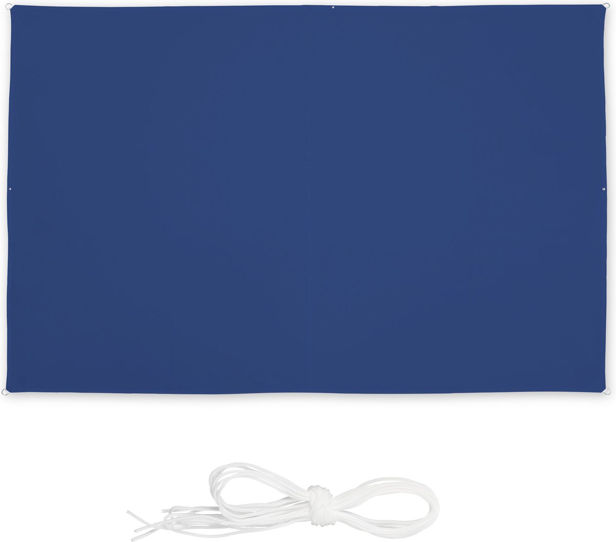 Relaxdays schaduwdoek rechthoek, 3.5 x 4.5 m, waterafstotend, uv bestendig, met touwen, terras, balkon, grijs