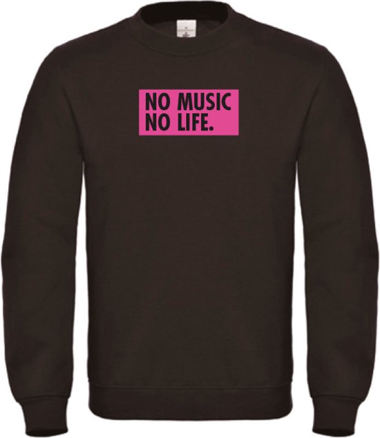 Sweater Zwart S - no music no life - roze - soBAD. | Sweater unisex | Sweater man | Sweater dames | Muziek