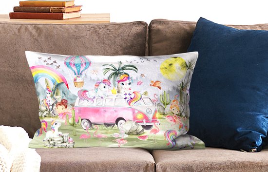 Housse de coussin 60x60 cm - Dessin chat licorne enfant - Katoen