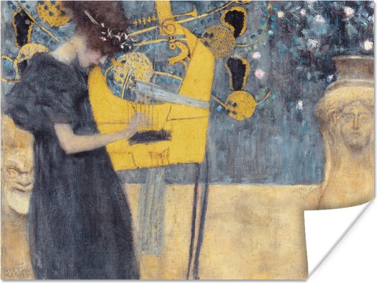 Poster De muziek - schilderij van Gustav Klimt - 160x120 cm XXL