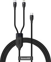Baseus - Câble 2 en 1 Type-C vers USB C et Apple Lightning - Convient pour Macbook et iPhone - 1,2 mètre - Zwart