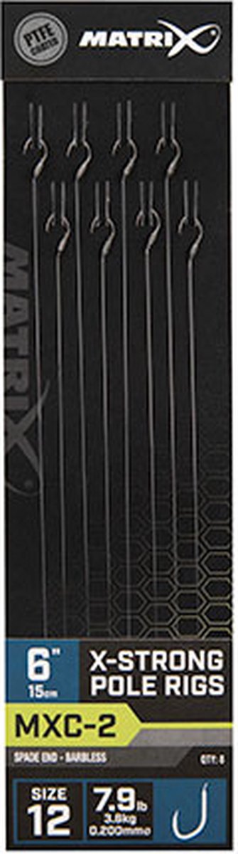 Matrix Onderlijn MXC-2 X-Strong Pole Rigs 6” (15cm) Spade End - Barbless - Maat : Haak 16 van Matrix — afbeelding 2