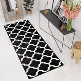 Tapiso Maroko Tapijt Loper Zwart Wit Marokkaanse Trellis Woonkamer Slaapkamer Hal Maat - 90x1000