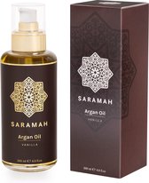 SARAMAH® Arganolie & Vanille 200 ml - Voor haar, huid en gezicht - Puur & Biologisch - EU Bio Keurmerk - Hydraterend, voedend en herstellend - Rijk aan omega 3 en 6, vitamine E en