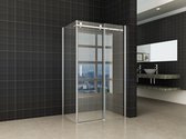 Bally cabine de douche porte coulissante rectangle 140x90x200cm 8mm verre de sécurité anti-calcaire avec revêtement NANO Chrome