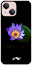 6F hoesje - geschikt voor iPhone 13 Mini -  Transparant TPU Case - Purple Flower in the Dark #ffffff