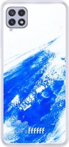 6F hoesje - geschikt voor Samsung Galaxy A22 4G -  Transparant TPU Case - Blue Brush Stroke #ffffff