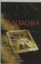 Boekomslag van "Pandora" door Pieter Aspe met een tarotkaart met zonne-patroon.