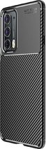 Motorola Edge 20 Hoesje Geborsteld TPU Flexibele Back Cover Zwart