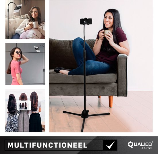 QUALICO - Statief - Voor tablet en smartphone - Universeel - Tripod - Tot 175cm hoogte - QUALICO