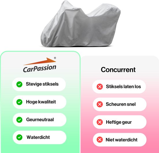 CarPassion Housse de protection pour moto - Imperméable et résistante au gel - Taille S - Grijs - 205 x 90 x 120 cm