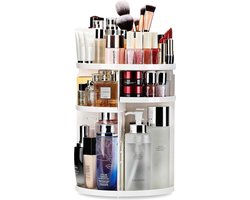 Makeup Organizer 360 Graden Draaibaar - Opbergen Cosmeticabox voor Dresser Badkamer en Slaapkamer - Wit - Auxmir