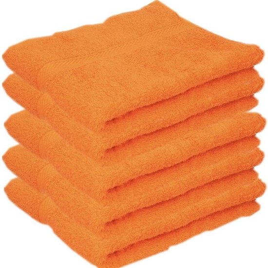 5x Luxe handdoeken oranje 50 x 90 cm 550 grams - Badkamer textiel badhanddoeken