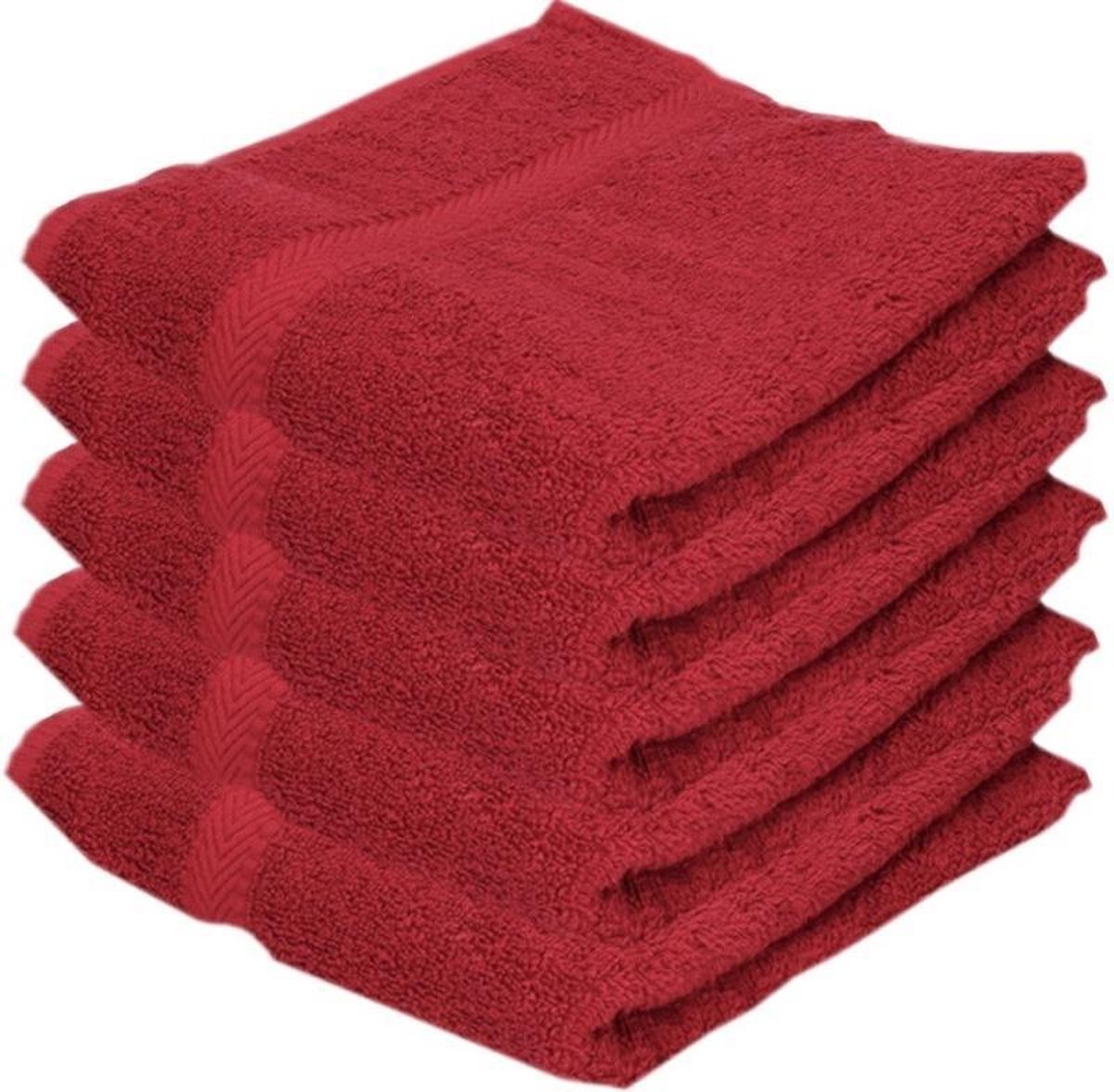 5x Voordelige handdoeken rood 50 x 100 cm 420 grams - Badkamer textiel badhanddoeken