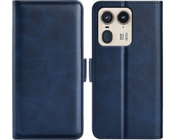 MobyDefend Hoesje - Geschikt voor Motorola Edge 50 Ultra - Luxe Wallet Book Case (Sluiting Zijkant) - Blauw