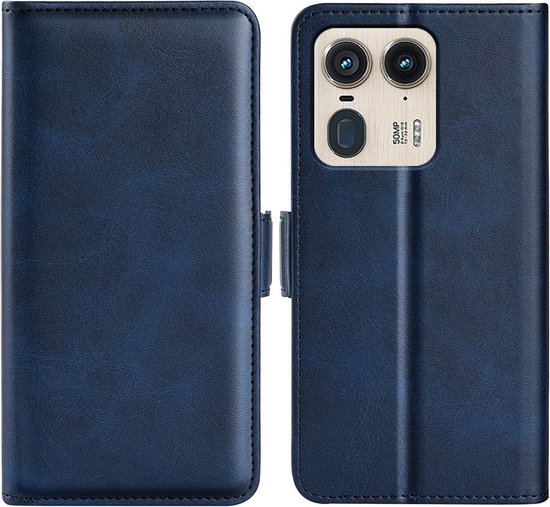 Coque Motorola Edge 50 Ultra - MobyDefend Luxe Wallet Book Case (fermeture latérale) - Blauw - Étui pour téléphone portable - Étui de téléphone adapté pour : Motorola Edge 50 Ultra