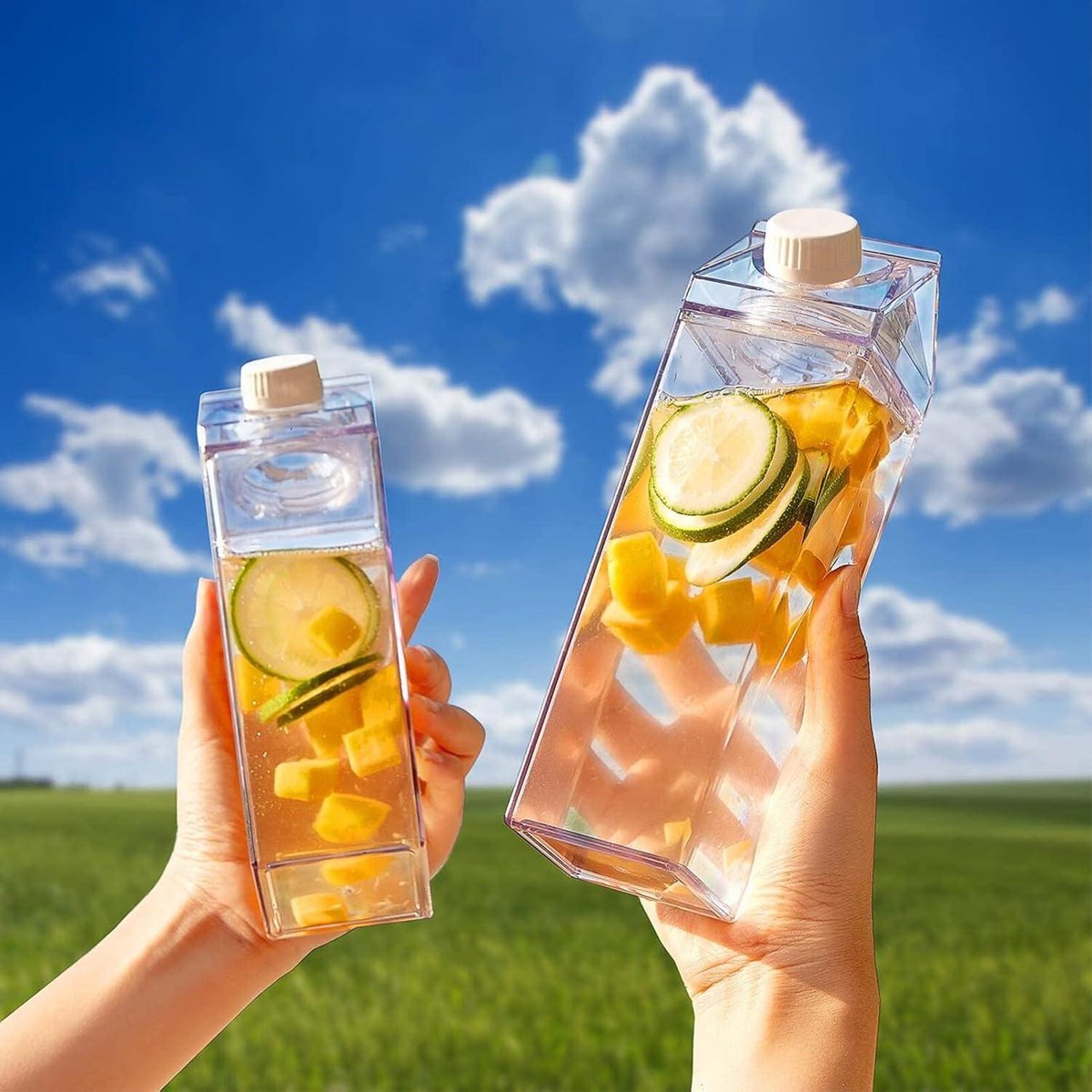 Glazen waterfles van 18 oz (ongeveer 510,3 gram), set van 6, heldere sapfles voor het