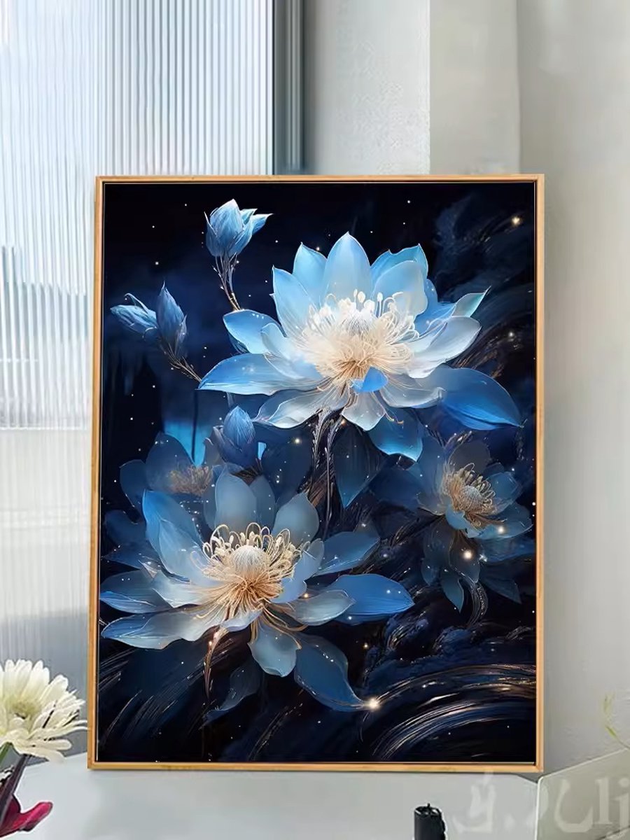 Diamant schilderij set/DIY diamant set voor kinderen/diamant schilderij vol diamanten/volwassen DIY diamant set/mozaïek schilderij - Sneeuw Lotus 50*70CM