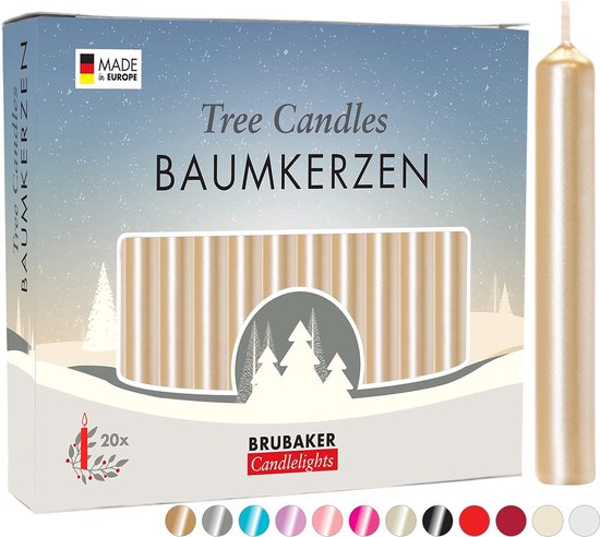 BRUBAKER 200 Stuks - Boomkaarsen - Licht Goud - Kerstkaarsen - Piramidekaarsen - Kerstboomkaarsen - 95/12.5 mm – Kaarsen - Kaarsjes