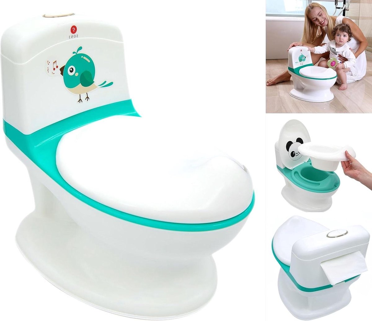 Potje Peuter Realistisch Geluid Doorspoelen Toilet Training - Jongens Meisjes Stabiel Comfortabel Verwijderbaar Bakje. Ideal eerste toilet Potje Peuter