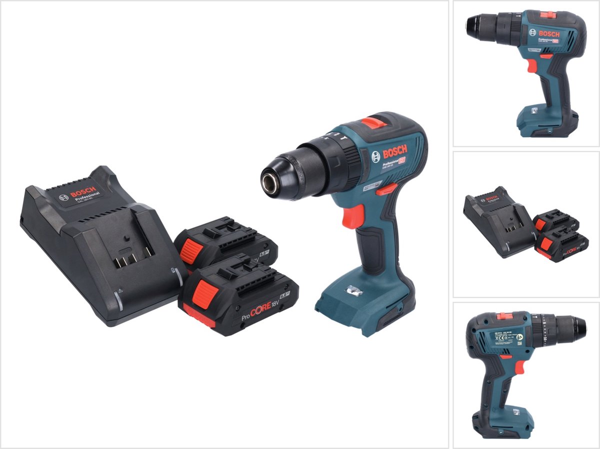 Bosch GSB 18V-55 Professional accu-klopboormachine 18 V 55 Nm borstelloos + 2x ProCORE accu 4,0 Ah + oplader