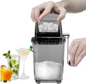 Crushed Ice Maker Handmatige ijsmachine roestvrij staal crushed ijsmachine met handslinger ijscrusher zomer stroomloos transparant ijsversnipperaar bar keuken ijs drinkaccessoires (grijs)