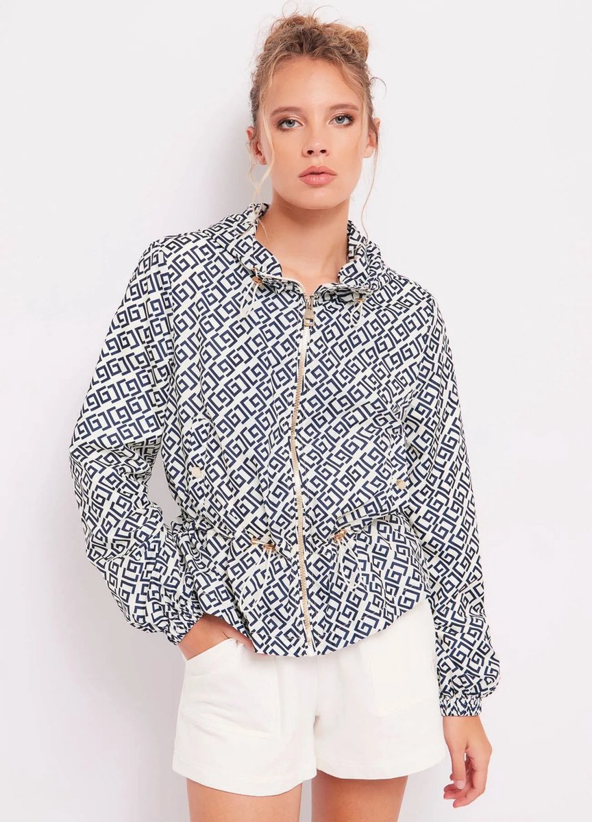 GAUDI - Printed nylon jacket 411BD35010 Navy - Maat : 42