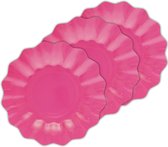 Givi Italia Feestbordjes/gebaksbordjes - schulprand - 24x - fuchsia roze - rond - papier/karton - 21 cm - kinderfeestje