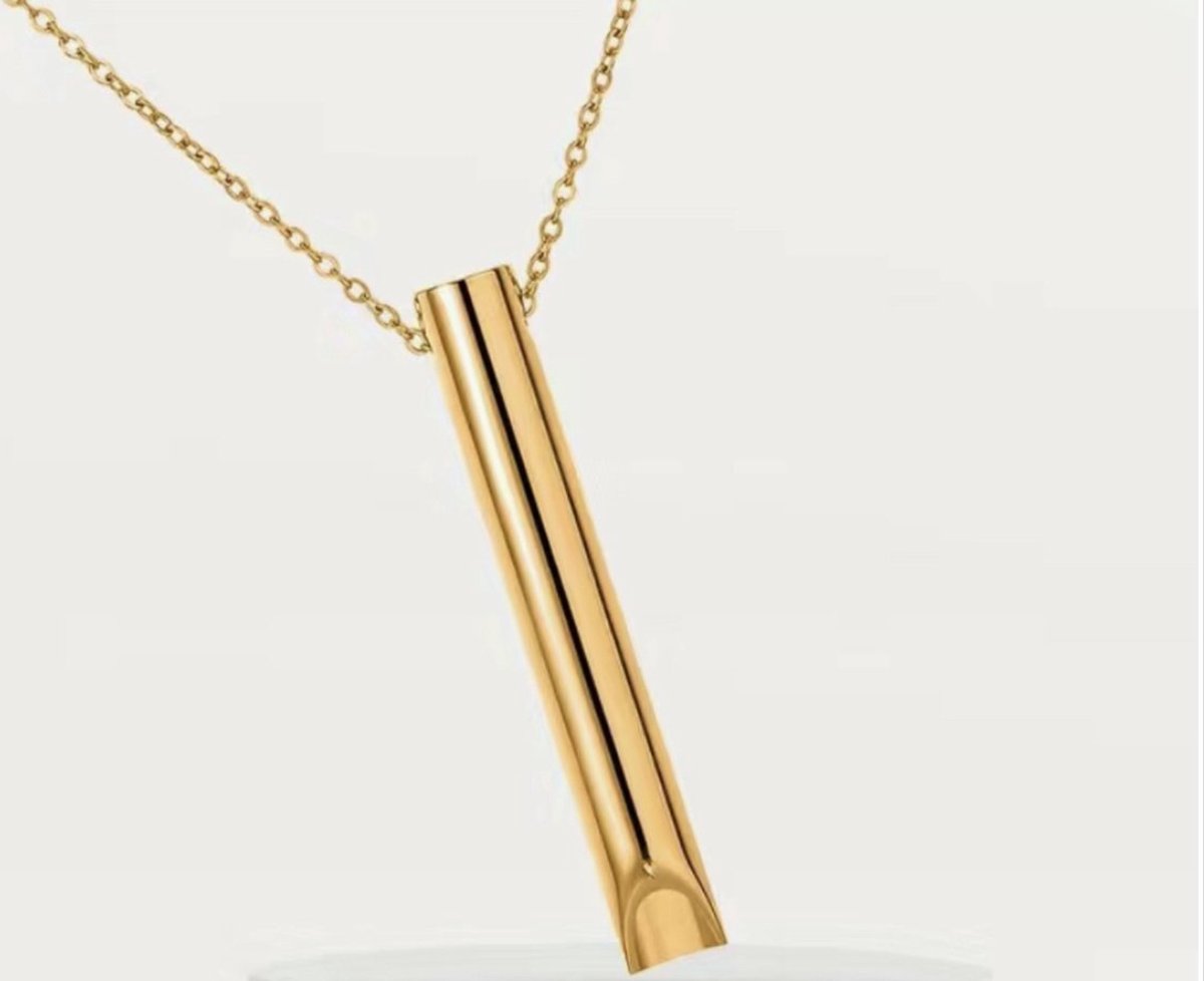 Jumada's - Ademketting Goudkleurig - Angstfluitje - Hyperventilatie Hulpmiddel - Mindful Ademen - Adem Meditatie -Anti Hyperventilatie Ketting