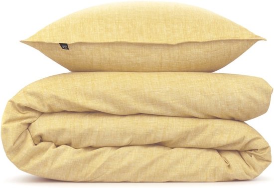 Zohome Dekbedovertrek Lino - Aspen Yellow - Dekbedovertrek 260x200/220cm - 100% Katoen - Linnen Look - Lits Jumeaux Extra Breed van Zohome — afbeelding 5