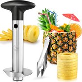 Ananas Corer en Slicer Tool - RVS Cutter voor gemakkelijk verwijderen en snijden - Snelle ananas snijmachine en Corer Tool bespaart tijd (zwart)