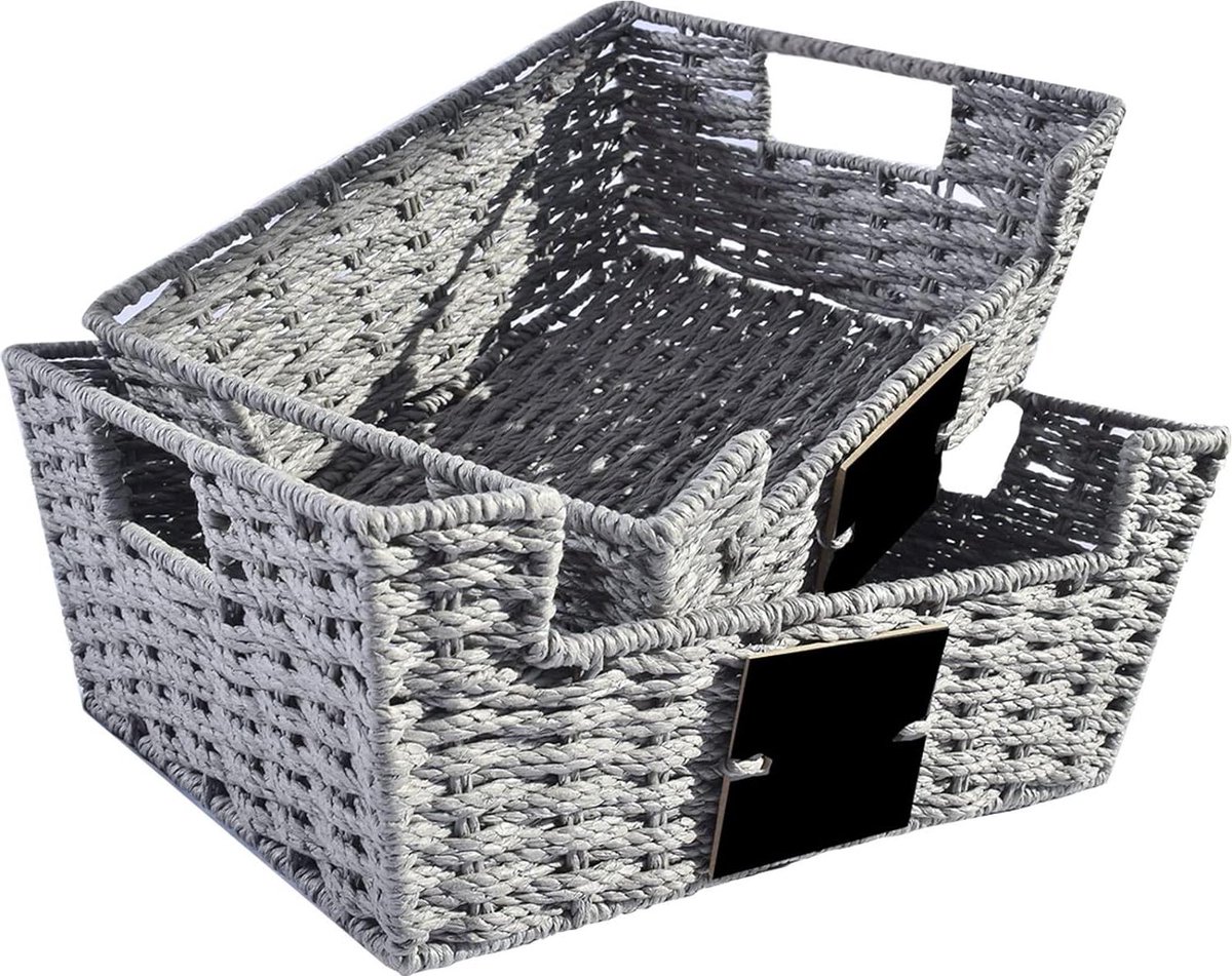 STOBOK Panier En Osier Pour Magazines - Rangement Tissé Main Avec Poignées, Décoration Maison Bureau