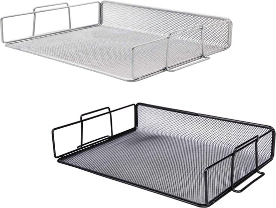 XINGHE A4-brievenbakje, 2-laags stapelbaar brievenbakje voor op het bureau, netjes document, briefpapier, organizer, metaal, A4-formaat, geschikt voor thuis of op kantoor (Gouden