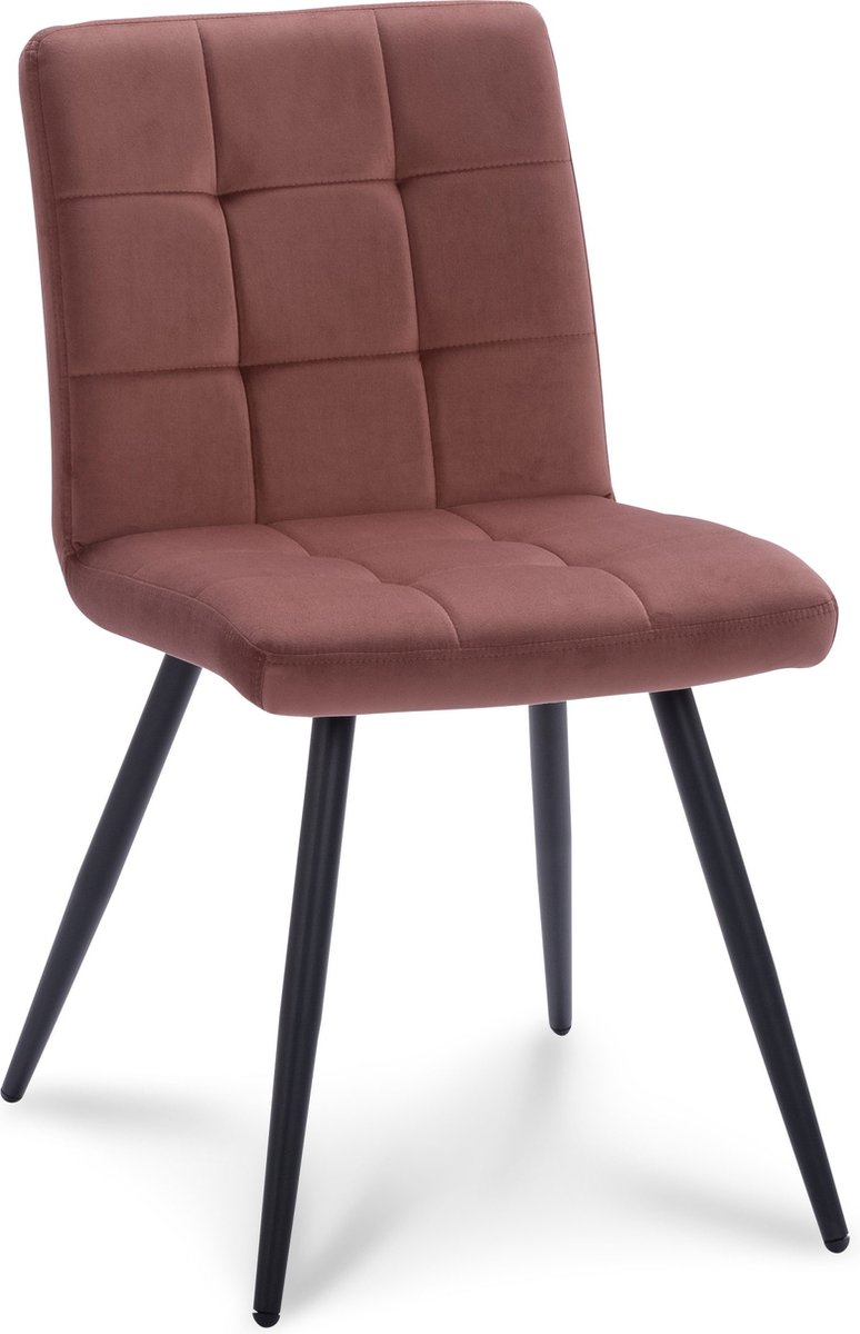 Icon Living - Stoel Tobi - Velours Oud Roze - Poot Zwart