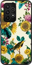 Casimoda® hoesje - Geschikt voor Samsung Galaxy A52 5G - Zonnebloemen / Bloemen - Zwart TPU Backcover - Bloemen - Geel