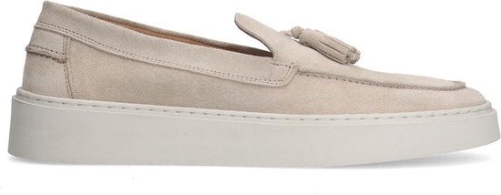 Manfield - Heren - Beige suède loafers met kwastjes - Maat 43