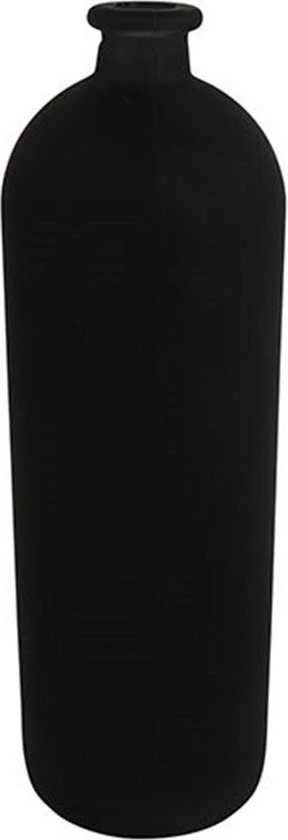 Countryfield Bloemenvaas/flesvaas Dawn - zwart glas - D13 x H41 cm - vaas