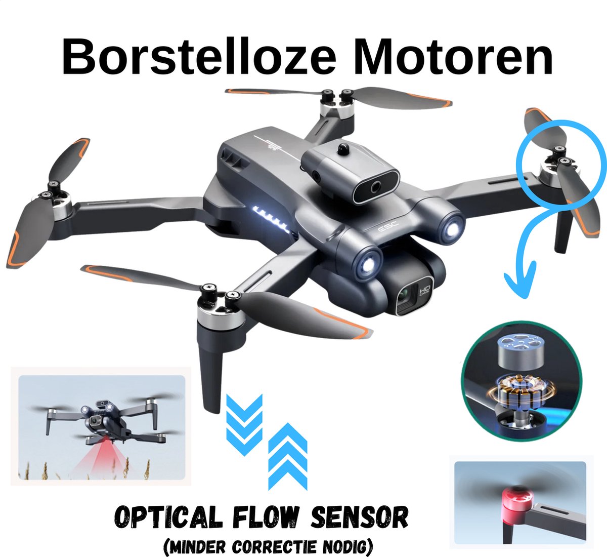 SefSay Ultra Max Drone - Drone met dubbele ESC HD camera - Obstakel Ontwijking - Borstelloze motoren - 3 batterijen en een opbergtas - Geschikt voor kinderen en volwassenen – foto 4