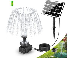 Fonteinpomp op Zonne-energie 2024 Upgraded 100% Glas3.5W Vijverpomp met 2000mAh-Batterij en 8 Fonteinstijlen Voor TuinVogelbadVijver