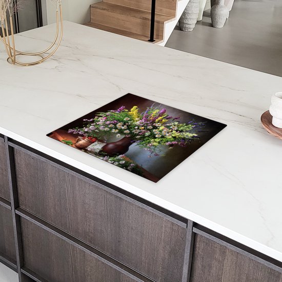 KitchenYeah® Protection plaque induction 60x52 cm - Nature morte - Bouquet - Fleurs - Protege plaque de cuisson - Couvre plaque induction - Protecteur d'induction - Cuisine
