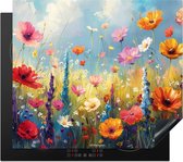 KitchenYeah® Inductie beschermer 60x52 cm - Kleurrijk - Bloemen - Natuur - Afdekplaat voor kookplaat - Inductieplaat mat - Beschermingsmat - Beschermplaat - Keuken bescherm decoratie - Afdek kookplaten