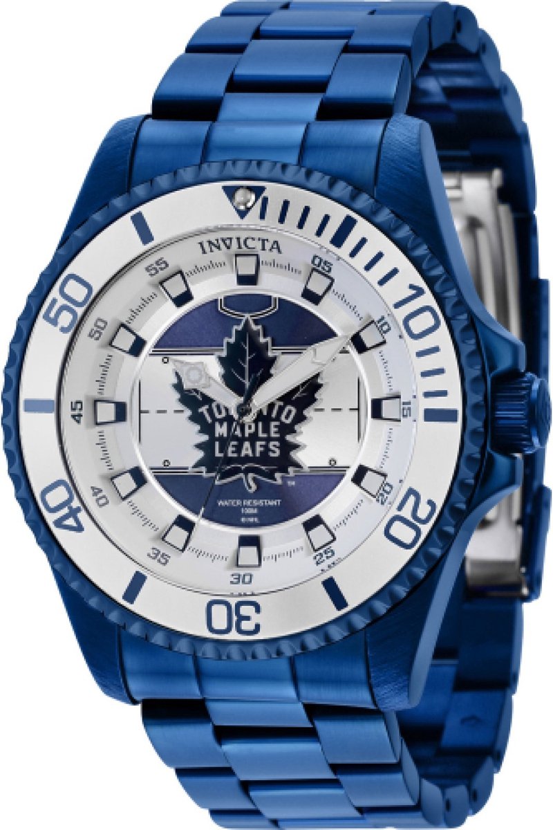 Invicta NHL - Toronto Maple Leafs 42246 Heren Horloge - Waterdicht - Analoog - Quartz Uurwerk - Roestvrij Staal met zilveren