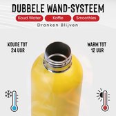 500ml Stainless Steel Water Bottle - Double Wall Vacuum Insulated. Keeps Cold Drinks 24 Hours and Hot Drinks 12 Hours. Leakproof Thermos Bottle BPA Free (Yellow)