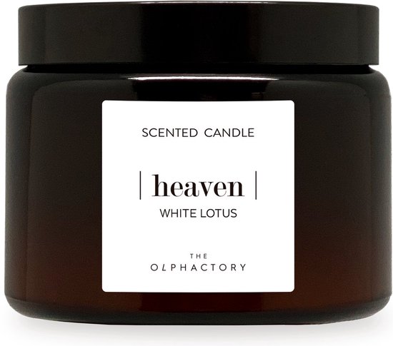 The Olphactory - XL- Geurkaars 360 G -Heaven- White Lotus - 60 branduur in luxe amberkleurige glazen pot